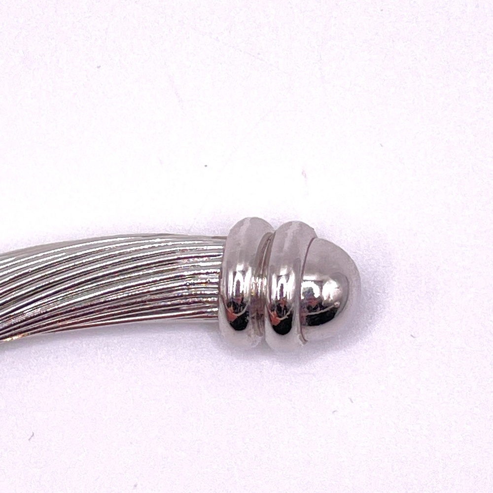 Vintage Silver Tone Twisted Wire Modernist Minimalist Choker Torque Necklace - Picture 6 of 10